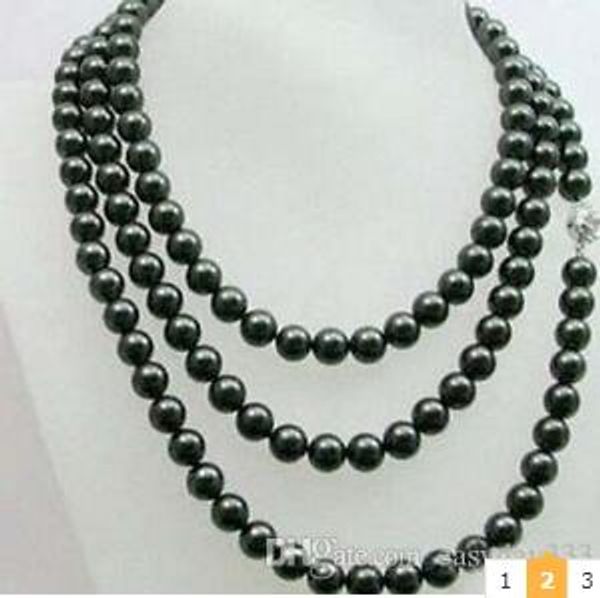 

fast real new fine 3row 9-10mm tahiti black akoya pearls necklace 17&18&19inches