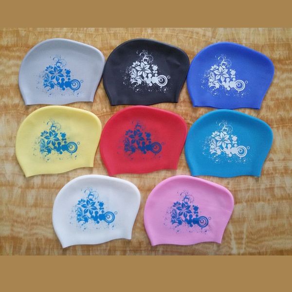 

high elastic women silicone swimming cap ladies long hair protection waterproof swim caps for surfing diving pool hat size
