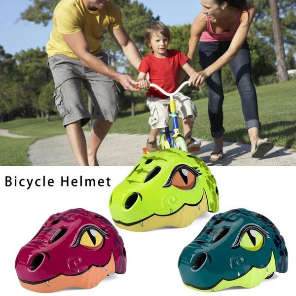 

children bike helmet skating car protective hat cap cartoon cute dinosa scooters roller skating helmets with taillight