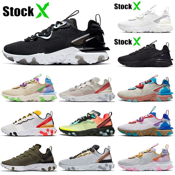 

sell black iridescent react vision stock x running shoes men women trainers triple black white epic react element 55 87 undercover 36-45, White;red