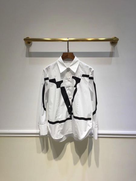 

Высококачественное миланское платье Runway 2019 года, белые хлопчатобумажные женские рубашки, дизайнерское письмо с принтом, женские блузки, логотип 99202