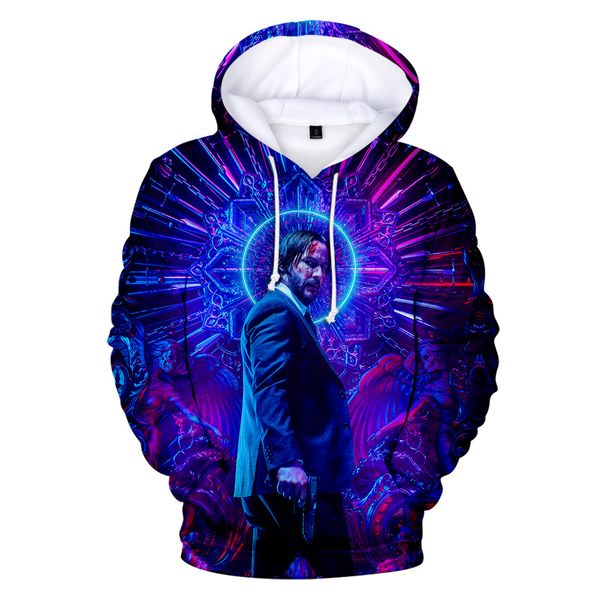 

men's hoodie movie john wick 3 hoodie sweatshirt in boy long sleeve harajuku young people john wick 3 women winter clothes, Black