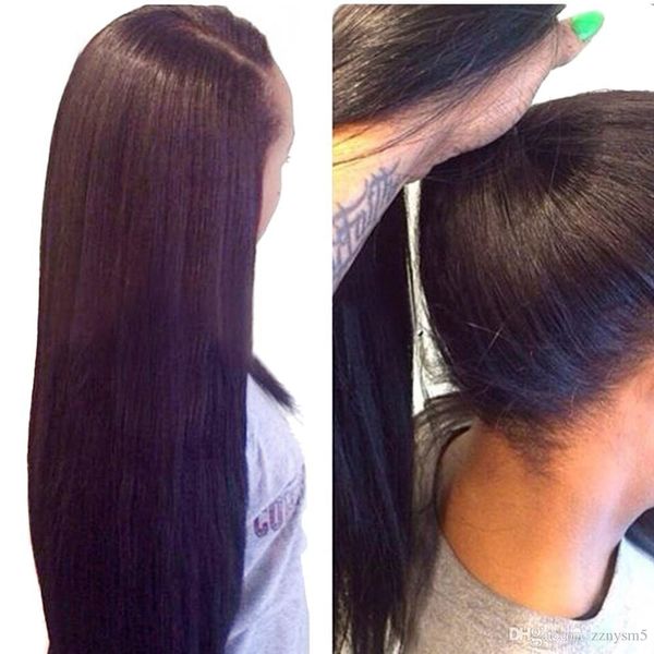 

360 lace frontal wigs pre plucked with baby hair 130% brazilian straight lace front wig remy lace front human hair wigs for wome, Black