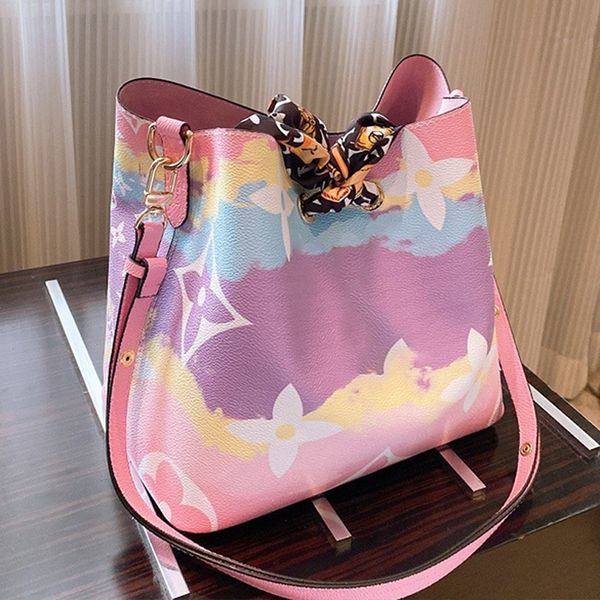 

famous bucket bags handbags canvas shoulder bags fashion platform bucket bag women triple flower printing crossbody bag purse type6