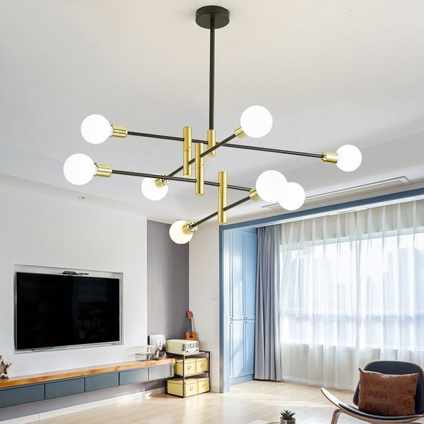 

новый современный nordic black led освещение канделябра 8 свет люстры крытый осветительной арматуре не включены лампы освещение для дома 202