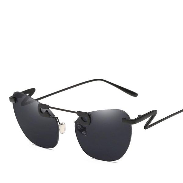 

2019 est fashion unique sunglasses for men and women lighting metal frame rimless eyewear oculos de sol, White;black