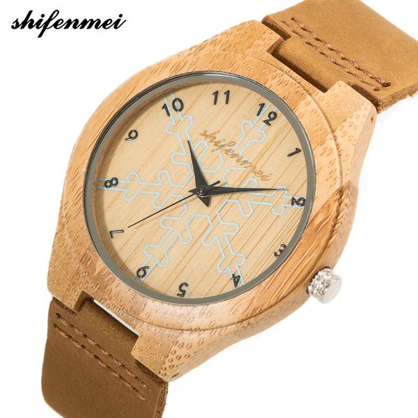 

shifenmei wooden watches men's leather band wooden men's watch clock male sports watch zegarek damski s5538, Slivery;brown