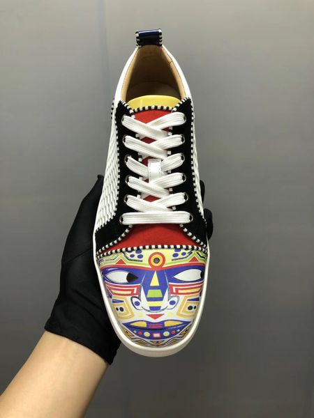 

дизайнер обувь мода печать тенденция личность хип-хоп повседневная обувь для мужчин женских s пары моделей красных днищ, Black