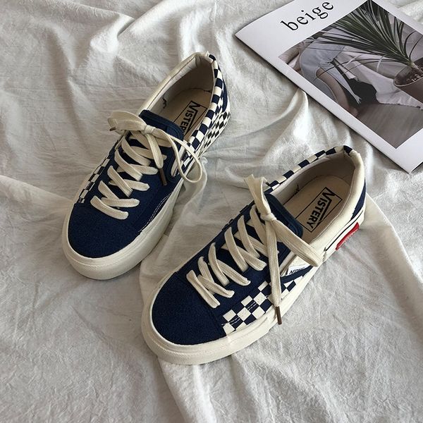 

siyi mistery ins side standard lattice lattice hong kong uzzang college new korean edition student board shoe girl, Black