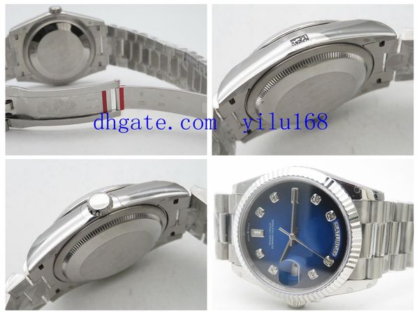 

3 color mens luxury bp factory edition 316l diamond day date 36mm eta 2836 automatic movement 28800bph fluted bezel men's sport watches, Slivery;brown