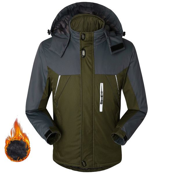 

winter down jacket men thick velvet warm coat male windproof hooded jackets outwear casual mountaineering overcoat plus size 5xl, Black