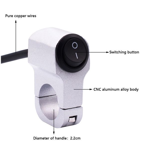 

motorcycle switch aluminium alloy rocker switches handlebar headlight lock switch 2 wires 12v 10a