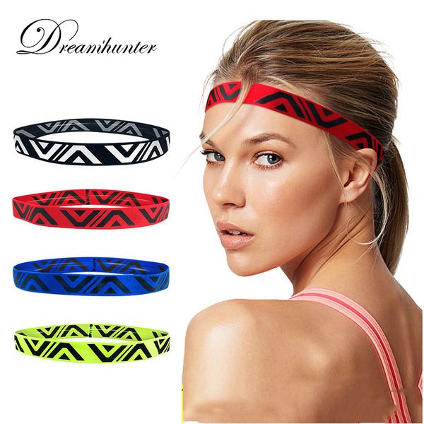 

anti-slip sweat sweatband headband hairband elastic turban sports run tennis headpiece stretch head band headwear for women men, Yellow;black