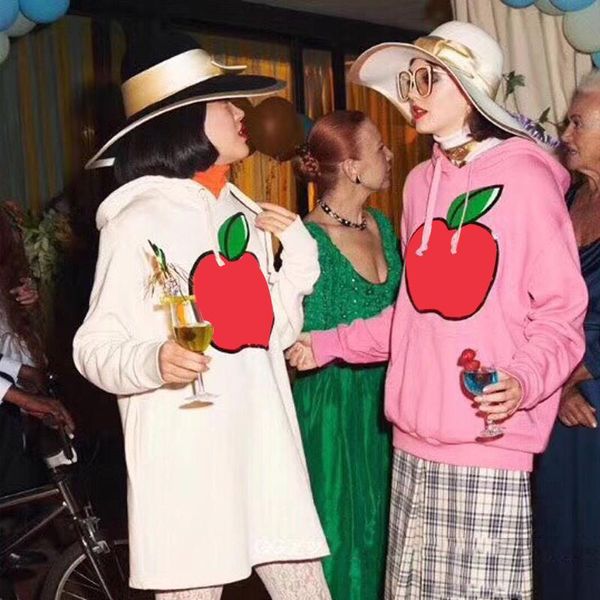 

19fw apple, printed молодые толстовки толстовка симпатичные мужчины женщины мода капюшоном пуловер осень зима свитер улица outwear hfymwy321, Black