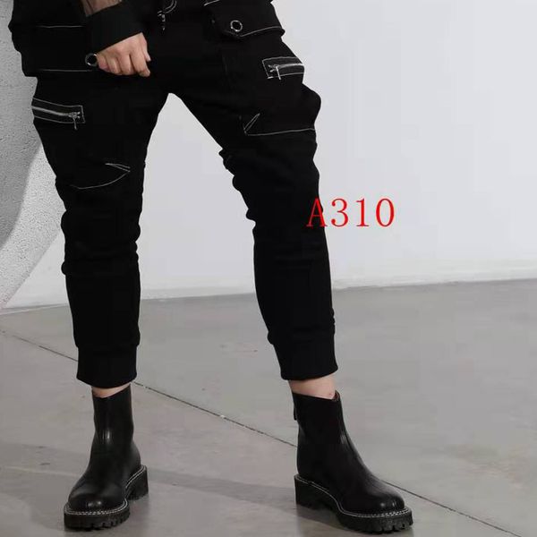 

2019 trend jeans for women elastic waist pencil pants with zipper punk rave jeans denim trousers female a031z40, Blue