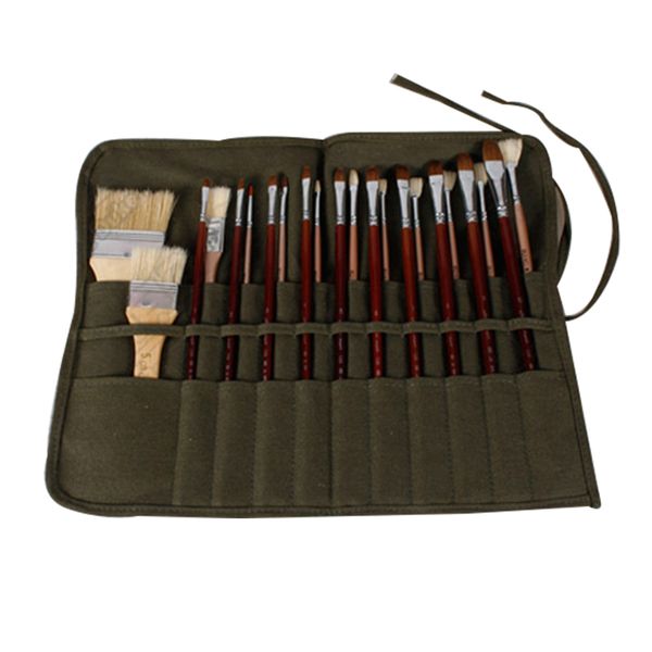 

storage for oil watercolor pen art supplies canvas pouch stationery artists army green paint brush bag
