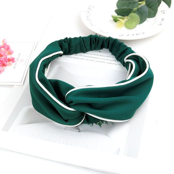 

high-grade chiffon cross knot elastic hair bands soft solid girls hairband women headband vintage hair accessorie