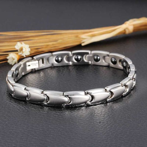 

simple personality korean men's bracelet male stainless steel magnet handsome bracelet 6.5mm 8 inch silver, Black