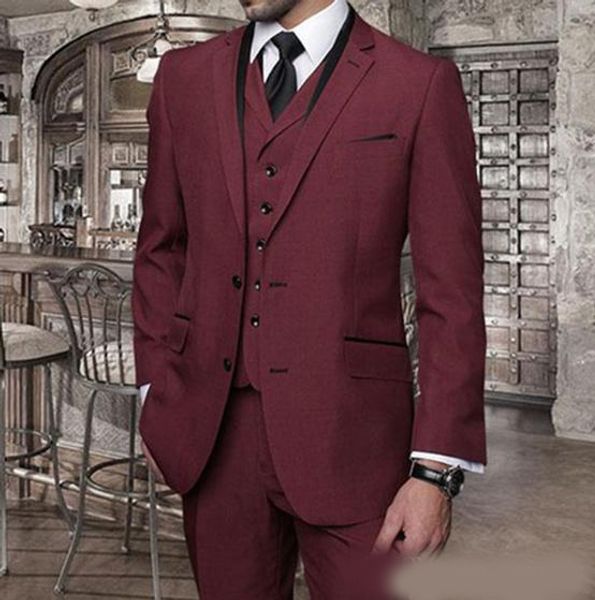 

suit men burgundy formal men suit slim fit mens suits custom groom tuxedo blazer for wedding prom plus size jacket pants vest 3 pieces, Black;gray