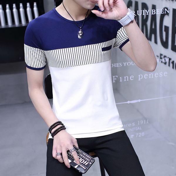 

дизайнерская мужская футболка с коротким рукавом круглый шеи тонкий рубашка тренд одежда t-рубашки мужчины, White;black
