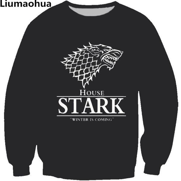 

мода мужская песнь льда и огня зима пришла толстовка аме престолов мужской дом gstark 3d печати толстовки, Black