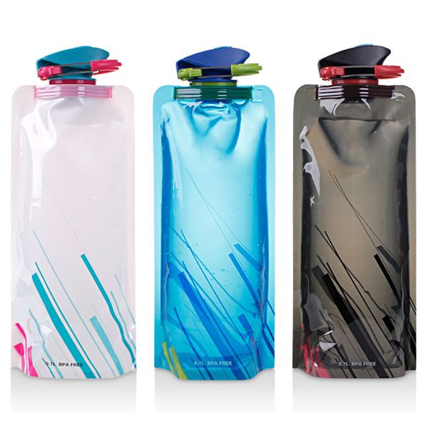 

reusable 700ml sports travel portable collapsible folding drink water bottle creative kettle outdoor hiking water bags bpa free