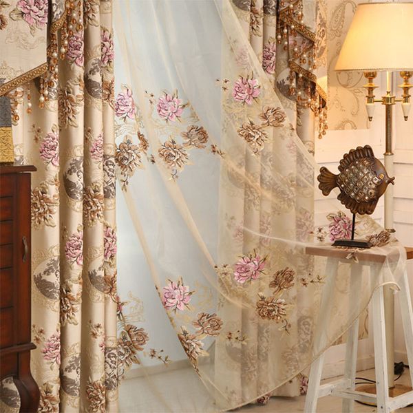 

european embroidery shade relief curtains for living dining room bedroom