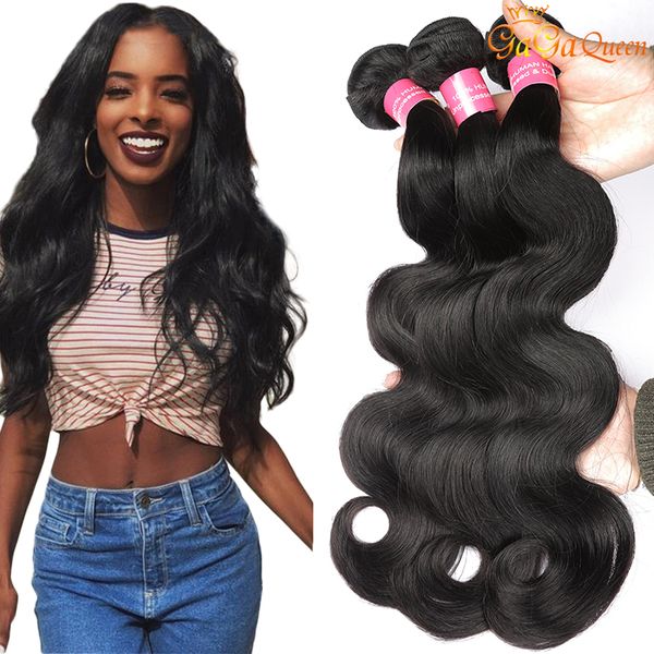 

8a оптовые бразильские волосы волны тела 4 пучка необработанной девственной бразильской волны тела человеческие волосы плетения пучки естест, Black