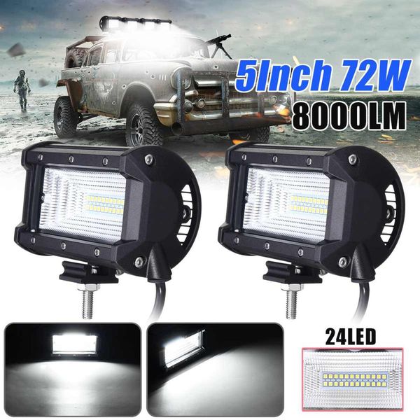 

72w 2pcs 5 inch combo led light bars spot flood beam for work driving offroad boat car tractor truck 4x4 suv atv 12v 24v