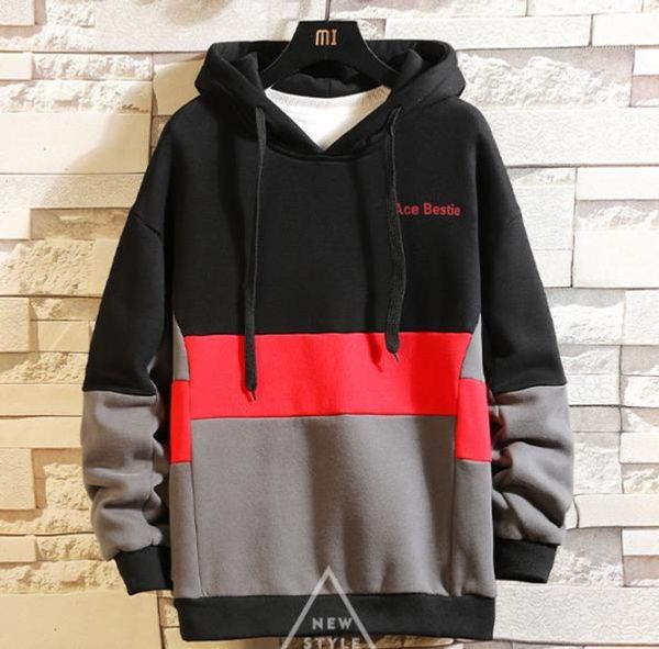 

printed mens designer hoodies long sleeve crew neck casual multi color panelled male clothing letter, Black