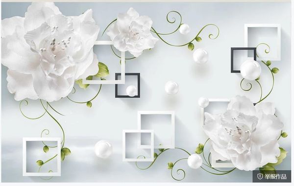 

modern minimalist square flower art background wall wallpaper for walls 3 d for living room