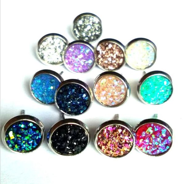 

akolion 8mm 10mm 12mm stainless steel shiny austrian crystal round brincos ear studs earrings for girls women boucle d'oreille, Golden;silver