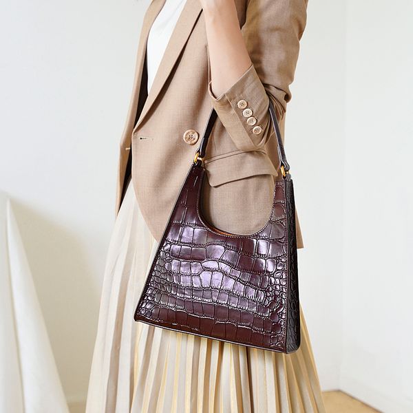

woonam women new fashion hide genuine calf leather in alligator patter hobo shoulder bag wb1134
