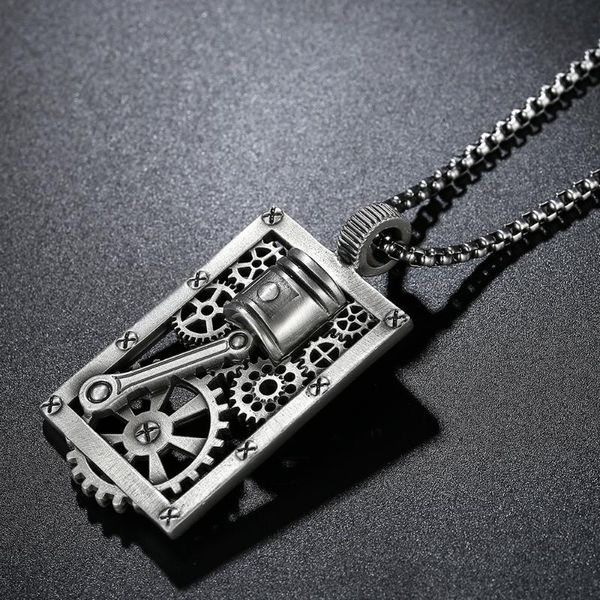 

evbea new design soldier gear components and clock pointer steampunk necklaces for men women's necklace jewelry accessories, Silver