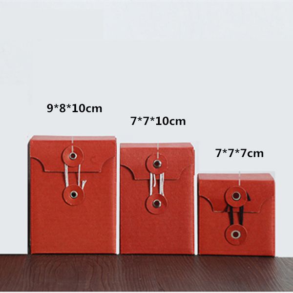 

100pcs vintage retro red/kraft creative kraft paper box diy wedding favor gift box candy cup gift packaging with rope