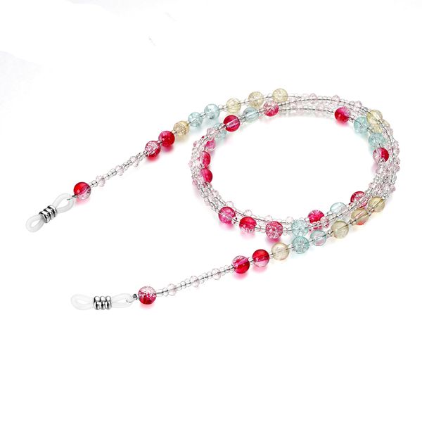 

colorful crystal beads reading glasses chain holder strap lanyard dropshipping, Silver