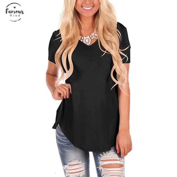 

плюс размер 5xl футболка sexy женщин v-образным вырезом t-shirt повседневная сыпучие основная рубашка с коротким рукавом топы тис solid top, White