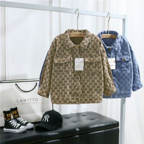 

children designer jacekts fashion brand letters priend coat girls boys fashion splice denim jacket kids luxury jackets wholesale, Blue;gray