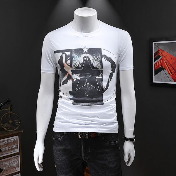 

2020 new summer men tshirt o-neck print short sleeve embroidery slim fit t-shirt mens designer casual mens t-shirts plus size m-4xl, White;black