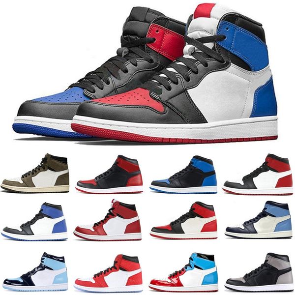 

1s high travis scotts fearless obsidian mens basketball shoes spiderman unc 1 3 banned bred toe men sport designer sneakers