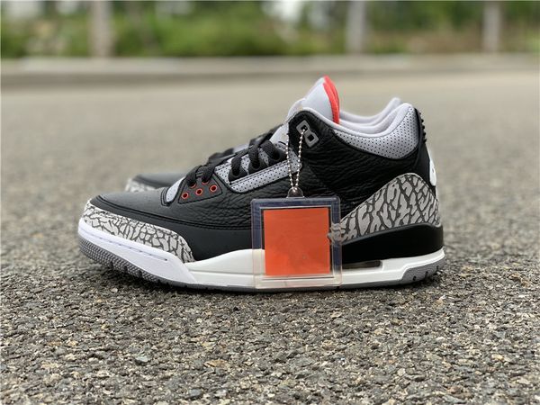 

3 black cement mens basketball shoes iii og black grey fashion sports sneakers size us7-13, White;red