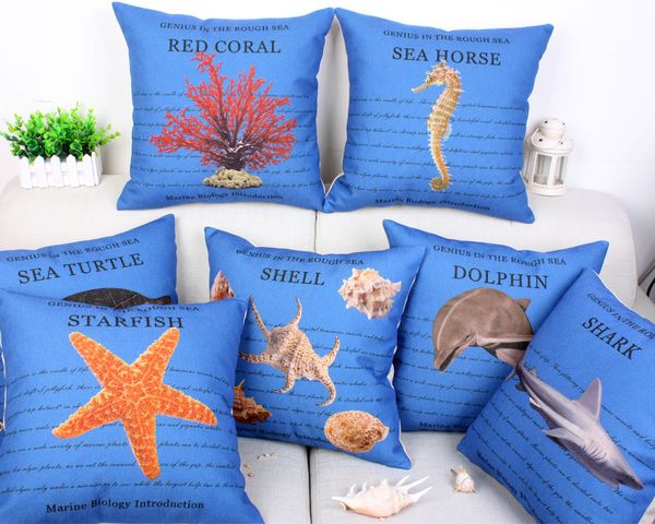 

seabed world marine life number printing cotton sofa pillow cushion set gift customized