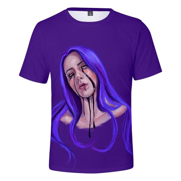 

popular singer billie eilish peripheral 3d print man tshirt designer summer woman couple matching clothes, White;black