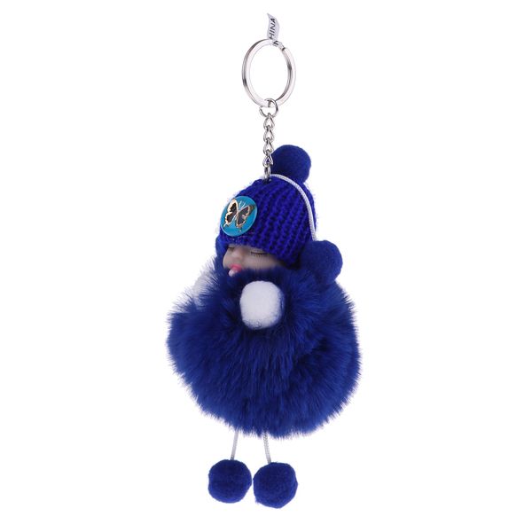 

2pcs cute sleeping baby soft plush doll keyrings trinket charm key chain pendants (dark blue