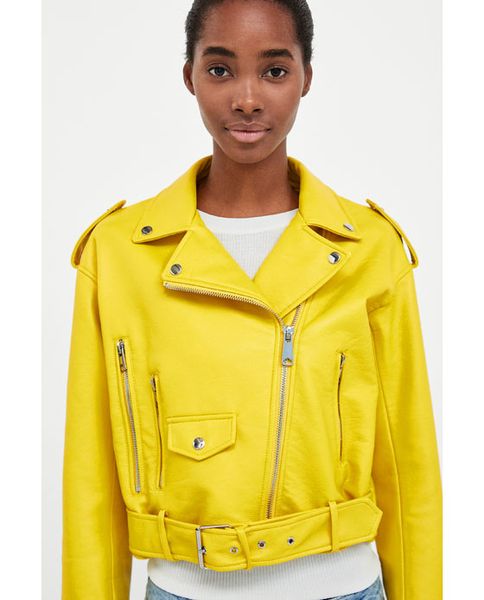 

yellow faux leather jacket punk rock young stylish music festival singer industrial coats promoiton price, Black
