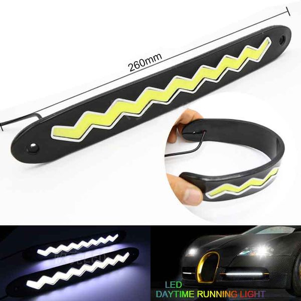 

12v cob led car drl strip daytime running driving light wave lamp super bright