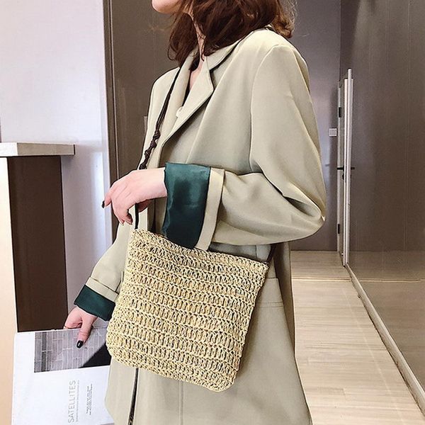 

womens crossbody stylish straw hollow shoulder messenger bag handbag summer -opk