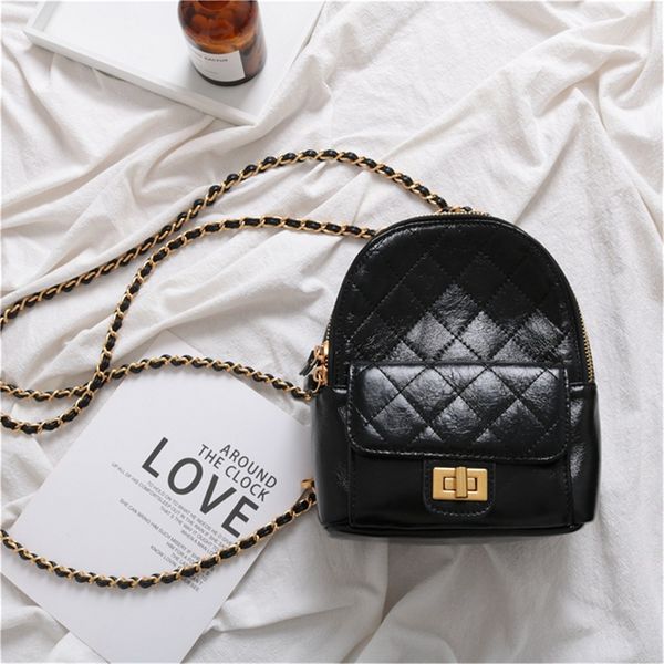 

2019 new diamond lattice backpack wome oil wax cowhide backpack korean fashion shoulder bag ladies genuine leather
