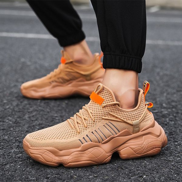 

male sneakers men casual shoes fashion breathable thick soft sole sneakers man trainers krasovki chaussures homme daddy shoes, Black