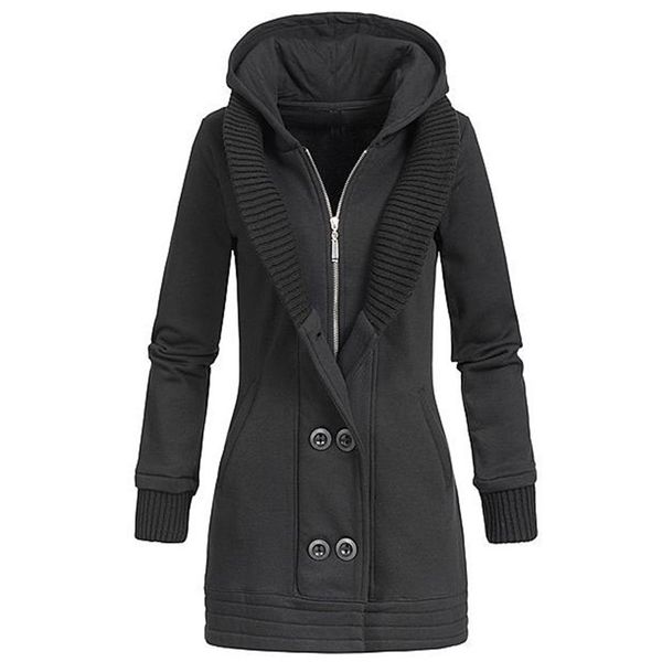 

women jacket coats 2019 winter warm black thick long overcoats cotton casual female zipper hoodies jackets coats 2019
